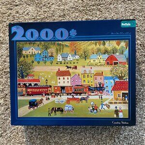 Buffalo Games "Country Station" 2000 Pieces Jigsaw Puzzle 38 X 26 '' with Poster